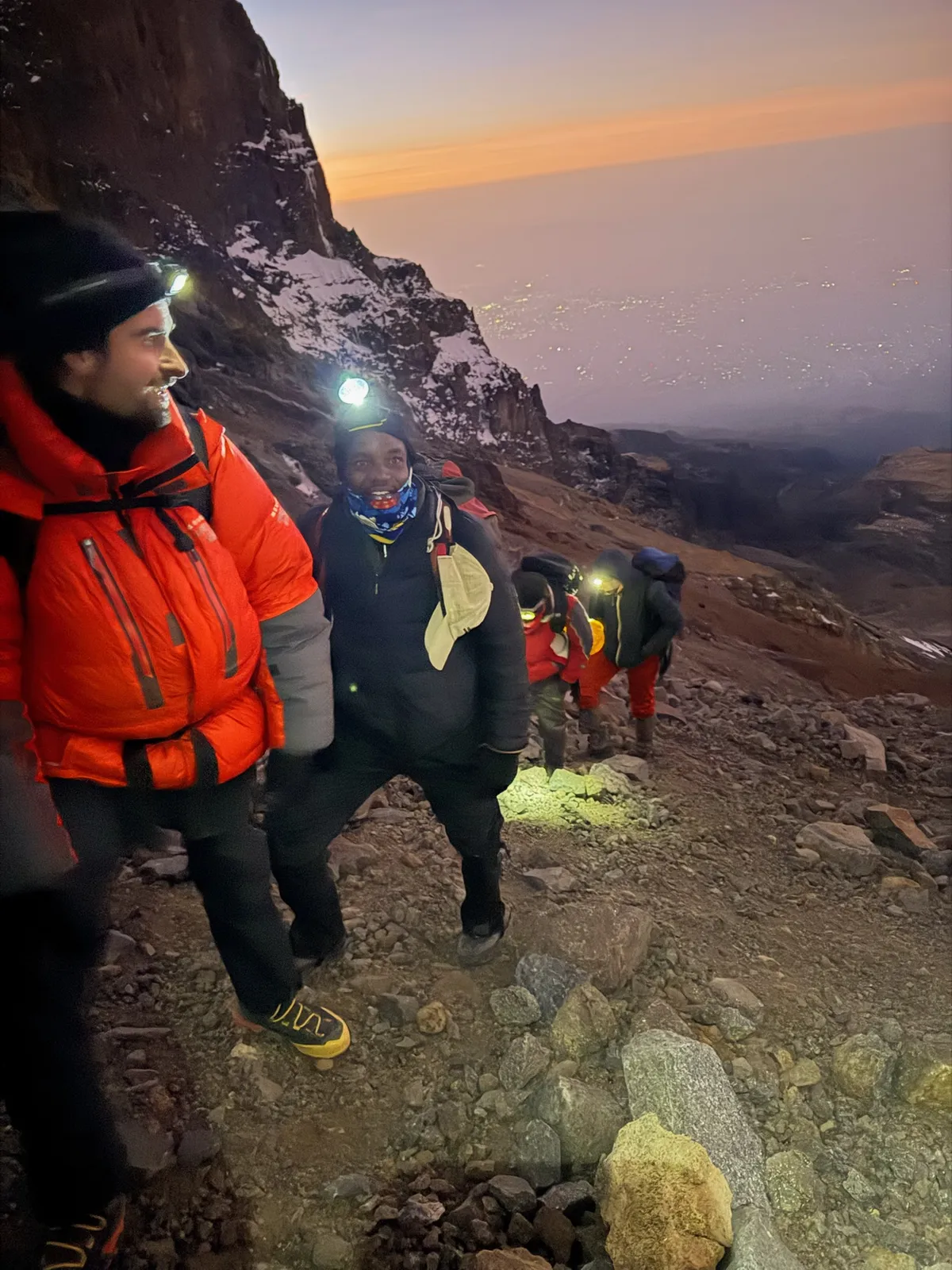 The summit push before dawn on Kilimanjaro